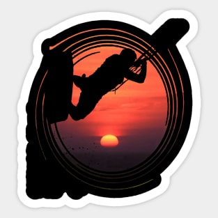 Kitesurfing Action Kite And Surf Silhouette Sunset Sticker